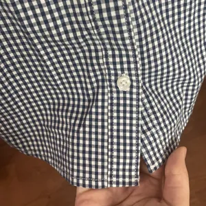 Abercrombie & Fitch micro plaid Oxford moose logo embroidery shirt navy white M thumbnail 9