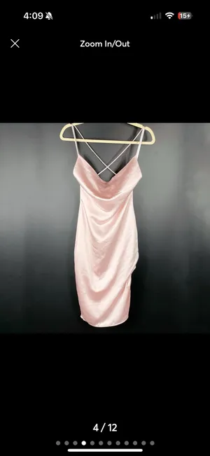 Revolve Superdown Billie Drape Midi Dress Sating Pink Slip Criss Cross Back Small thumbnail 4