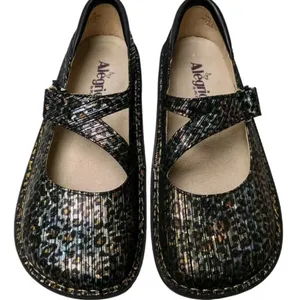 ALEGRIA DAYNA leopard stripes Mary Jane’s SZ 39 metallic NUBUCK— very clean thumbnail 5