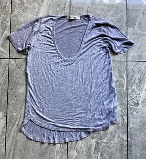 Three Bird Nest Womens Deep Scoop Neck High Low Hem T-Shirt Heather Purple Small thumbnail 1
