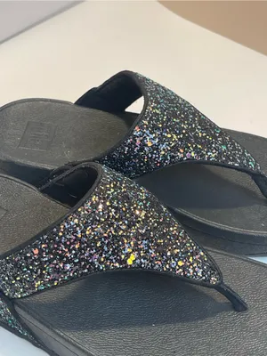 FitFlop Black Glitter MicroWobbleboard Thong Sandals Size US 5 EU 36 Comfort thumbnail 3