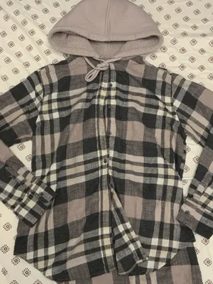 American Eagle Women’s Flannel XS Plaid Long Sleeve grey drawstring Button up thumbnail 1