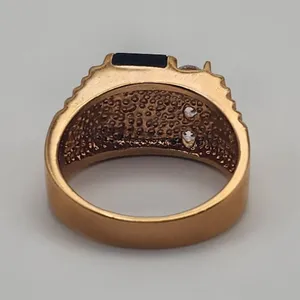 Park Lane Art Deco Gold Tone Onyx & CZ Ring (11) thumbnail 6