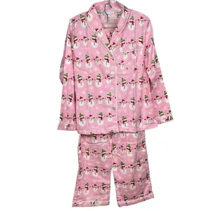 THE COMPANY STORE Pink Snowman Cotton Pj’s Flannel Pajamas * NWOT thumbnail 3