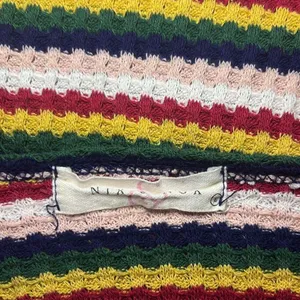 Nix & Nox Colorful Rainbow Striped Crochet Open Cardigan Duster Oversized‎ Large thumbnail 4
