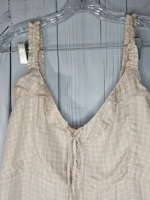 American Eagle Plaid Mini Boho Cottagecore Casual Prairie Peasant Sundress thumbnail 3