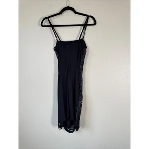 Beulah Black Faux Leather Fringe Mini Dress Womens S Whimsigoth Goth Grunge thumbnail 9