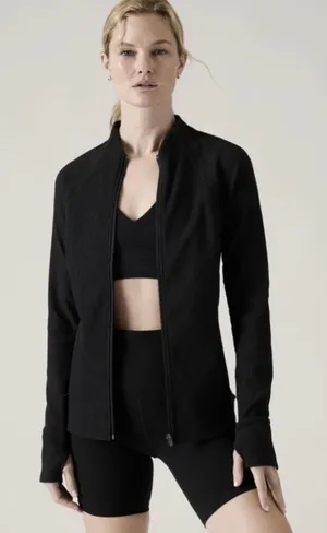 Athleta Shanti Ribbed Jacke... Women's Athletic Zip-Up Jacket with Thumbhole thumbnail 1