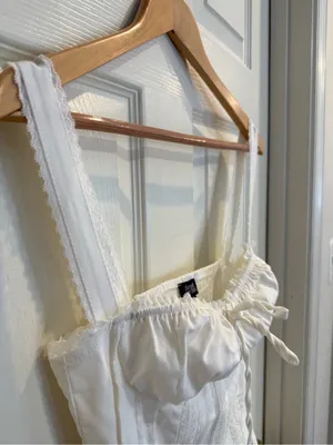 Beverly and Beck White Cotton Mini Sundress with Lace Straps thumbnail 4