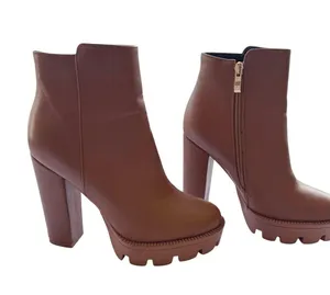 Studio F Chunky Platform Heeled Boots Size 37 – Brown Faux Leather Ankle Boots thumbnail 7