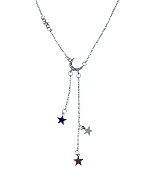 Moon and Stars necklace with rhinestones silver alloy pretty boho gift valentine thumbnail 4