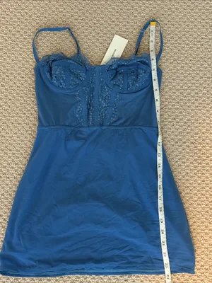 Urban Outfitters Size Extra Small XS Women's Blue Lace-Trim Slip Dress NWT NEW thumbnail 3