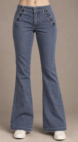 Devine Rights of Denim Y2K Pinstripe Jeans 27x29 Mid Rise Flare thumbnail 1