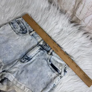 Garage Retro High Waist Acid Wash Denim Shorts Rolled Cuff‎ Distressed Size 1 thumbnail 11