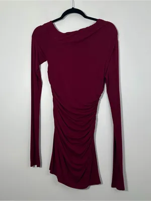 Superdown Women’s Small Burgundy Ruched Bodycon Mini Dress thumbnail 3