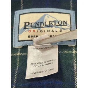 Pendleton Originals Wool Plaid Blazer Jacket Shacket Top L Green Blue Tartan 90s thumbnail 5