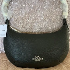 MWT Coach Black Leather Shoulder Bag with Minimalist Design thumbnail 3