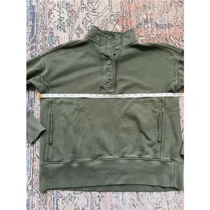 aerie Vintage Popover Olive Green Notch-Henley Pullover Sweatshirt Size XS thumbnail 7