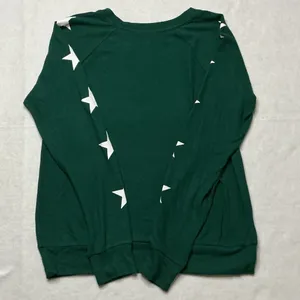 AQUA Lounge Womens Green Star Print Pajama Set Long Sleeve Top Joggers Size M thumbnail 6