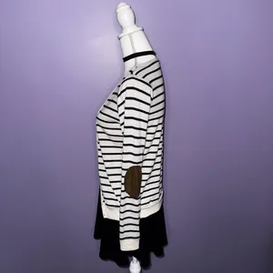Poof! Striped Cream and Black Cardigan with Elbow Patches thumbnail 9