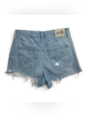 Levi’s SilverTab Mom Shorts W30 Light Wash High Rise Distressed Raw Hem Y2K thumbnail 3