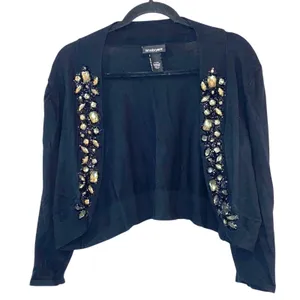 Lane Bryant Embellished Black Cropped Cardigan 14/16‎ Beaded Gem thumbnail 1