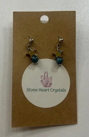 Blue and green star iridescent earrings #mermaidcore Never used thumbnail 1
