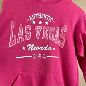 Point Women’s Size Small Hot Pink Las Vegas Nevada Hoodie Sweatshirt Vacation thumbnail 3