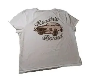 VS PINK Cropped Logo White‎ Graphic Tee Roadtrip Bound Large Athletic Gym thumbnail 1
