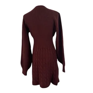 Cupshe Morning Brew Brown Mini Sweater Dress, Size Large, NWT thumbnail 5
