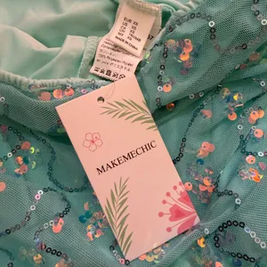 NWT MakeMeChic Aqua Sequin Mesh Micro Skort Mermaid Festival XS thumbnail 4
