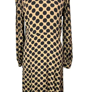 Rachel Pally Polka Dot Puff Sleeve Midi Dress Tan Black‎ Size Medium thumbnail 3
