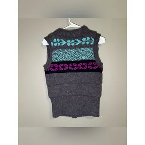 Free People Geometric Fair Isle Chunky Snap Button Knit Sweater Vest Women’s XS thumbnail 4