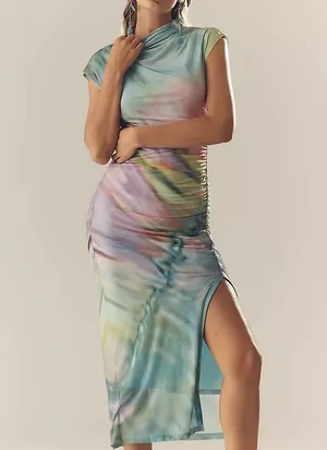 Anthropologie The Maya Ruched Cowl-Neck Mesh Dress, Size XS thumbnail 6