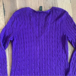 Ralph Lauren Purple Cable Knit Sweater Size Medium thumbnail 8