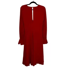 Equipment Femme Short Faun Red Twist Knot V Neck Midi Dress NWT Size 6 thumbnail 7