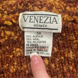 Venezia Vitale‎ Rust Orange Knit Button up Wool Blend Cardigan Cozy Cabincore 3X thumbnail 7