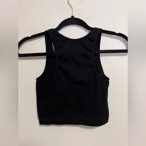 BOZZOLO Black Ribbed Crop Tank Top Sports Bra Activewear Gym Casual Sz S/M EUC thumbnail 3