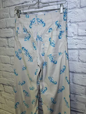 Maeve x Anthropologie Colette Blue Lobster Wide Leg High Rise Crop 25 Linen thumbnail 16