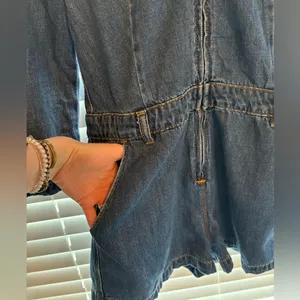Free People Denim Long Sleeve Romper thumbnail 6