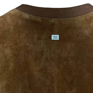 Soia & Kyo Brown Suede‎ Zip Jacket Ribbed Knit Slim Fit XS Chic Moto Minimalist thumbnail 3