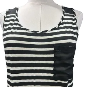 Espresso Maxi Dress Boho Beach NWT Mesh Accent Black/White Stripe Size M FLAW thumbnail 2