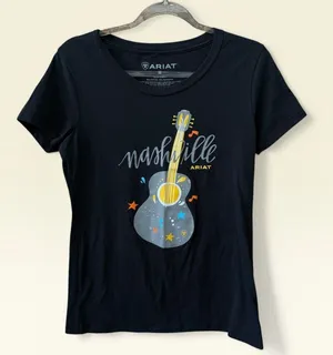 Ariat Nashville Graphic Tee Womens Size Medium Music Guitar Cowgirl thumbnail 1