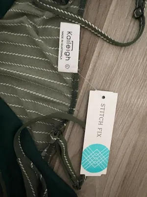 Stitch Fix Green And White Striped Long Romper thumbnail 2