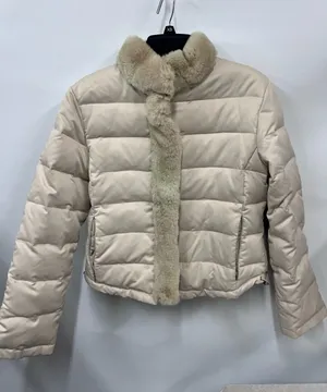 Wilsons Leather Puffer Jacket duck down waterfowl feathers genuine rabbit fur M thumbnail 1