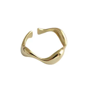 🆕 Yellow‎ Gold Wave Ring Gold Plated 925 Sterling Silver | Adjustable thumbnail 10