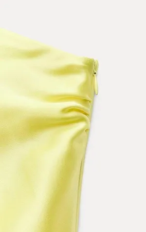 Zara maxi dress satin effect formal wedding asymmetrical lemon yellow wedding thumbnail 12