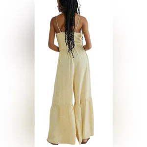 Free People 100%Viscose Little Of Your Love Yellow Floral Jumpsuit Size XS L-20 thumbnail 3
