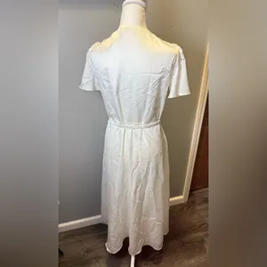 Noire NEW Claudia‎ Deep V Neck Tea Length Wrap Dress White Size XL thumbnail 3