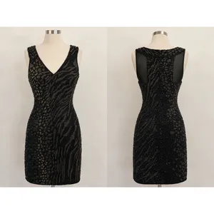 AllSaints Shia Y2K Style Hand Embellished Beaded Sequin Animal Print Mini Dress0 thumbnail 3